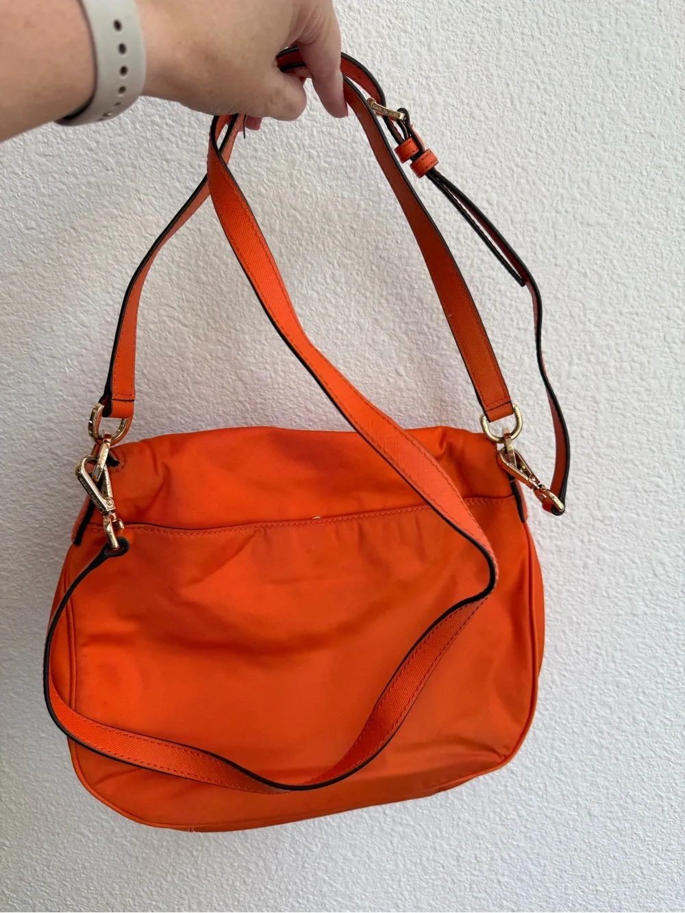 Michael Kors Bright Orange Shoulder Bag with Gold Hardware